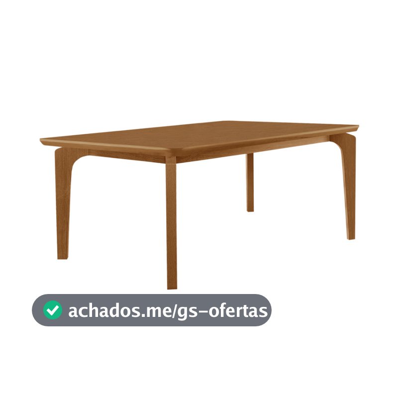 Mesa de Jantar Liz 180cm Tampo MDF Canto Copo Moderna Mobília