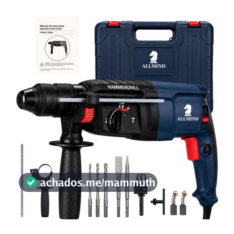 Martelete 5kg Furadeira de Impacto 1200w Rompedor Demolidor Profissional Com Acessorios