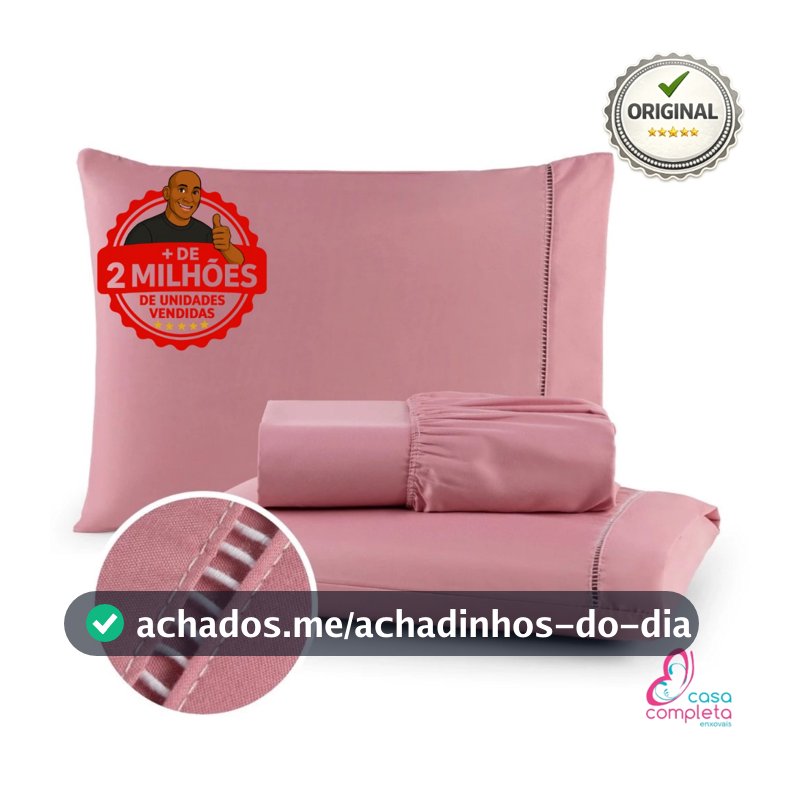 Jogo de Lençol 400 Fios Micropercal Com Fronha em Ponto Palito