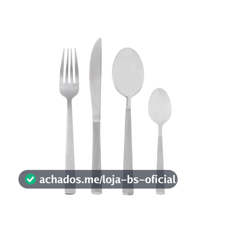 Faqueiro 16 Peças Aço Inox Santorini Lyor Prata Jogo de Talheres Completo para 4 Pessoas Mesa Posta Sobremesa Resistente
