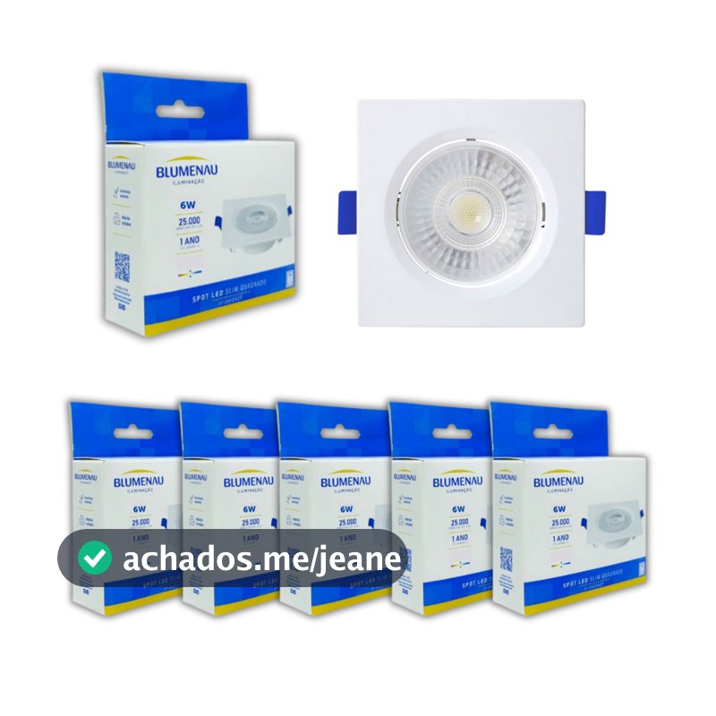 Kit 6 Spot De Led Embutir 6w Quadrado Luminária Teto Dicróica Gesso Forro Sanca Bivolt 110v/220v