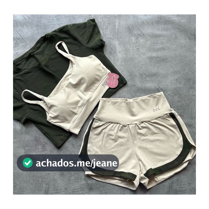 Conjunto Short Duplo Fitness Feminino Cropped Top Poliamida Linha Luxo Zero Transparência