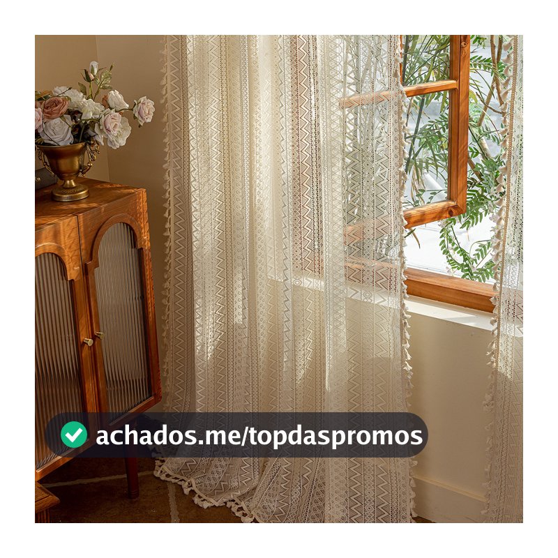 Cortina De Dia Transparente Com Tela De Janela Para Sala De Estar , Quarto , Borlas Decorativas , Renda