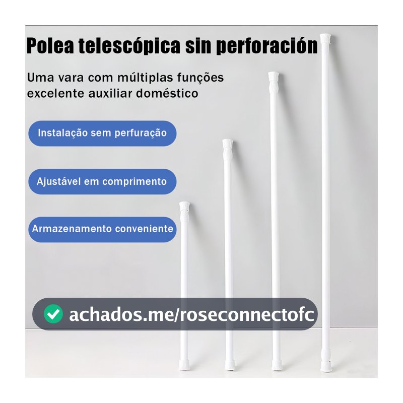 Suporte de Cortina Multiuso Ajustável： Varão de Cortina — Adequado para Banheiro, Cortinas e Armários