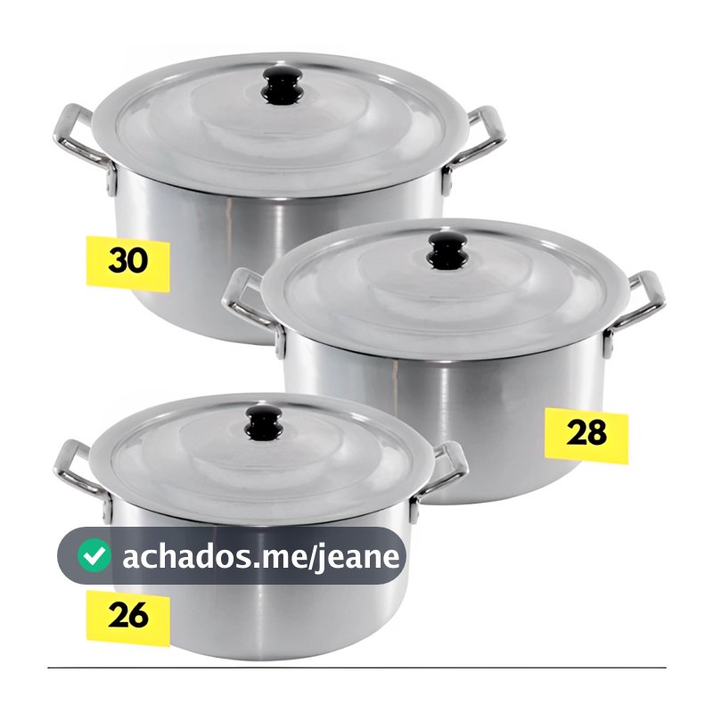 Jogo de Caldeirão Caçarola 26°cm 28°cm 30°cm Feijoada Kit 3 Jogos Hotel Restaurante Jogo de Panelas