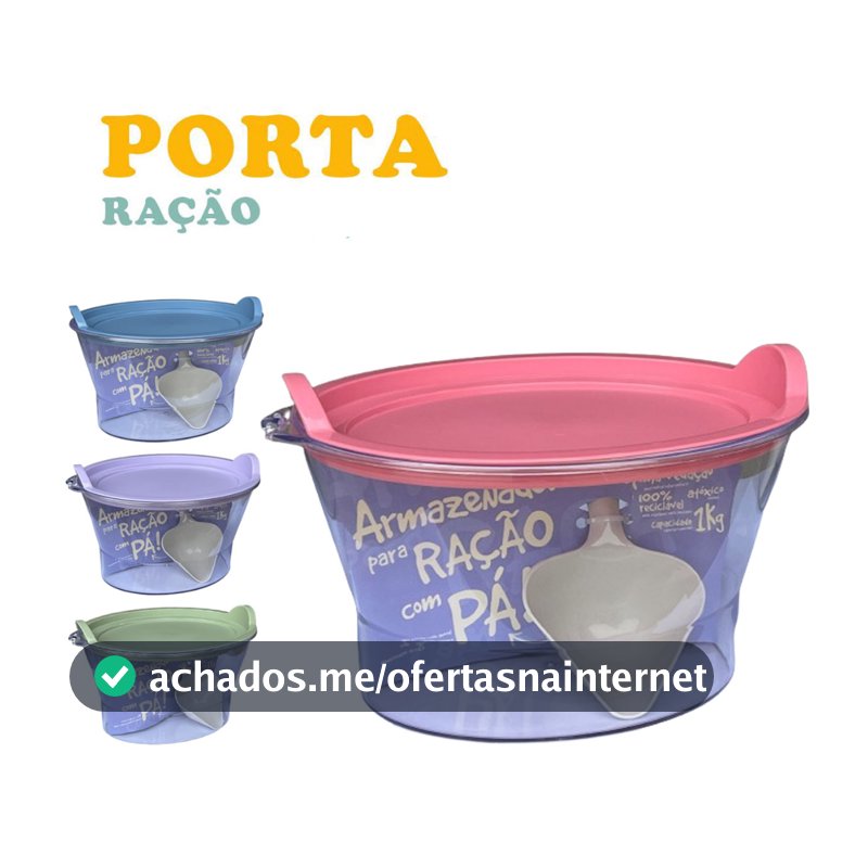 Pote Armazenador De Ração Com Pá e capacidade de 1kg - para Cachorro Gato e outros animais domésticos