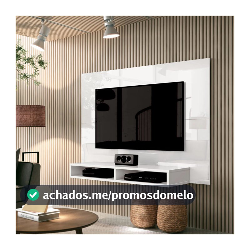 Painel para TV até 43" Polegadas Branco Fow New com Nicho em MDP Acabamento UV EDN Móveis