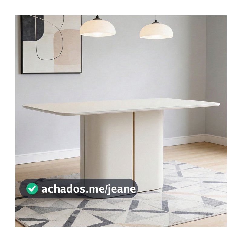 Mesa de Jantar 6 Lugares Retangular Tampo Vidro Verbena N01 Off White - Lyam Decor
