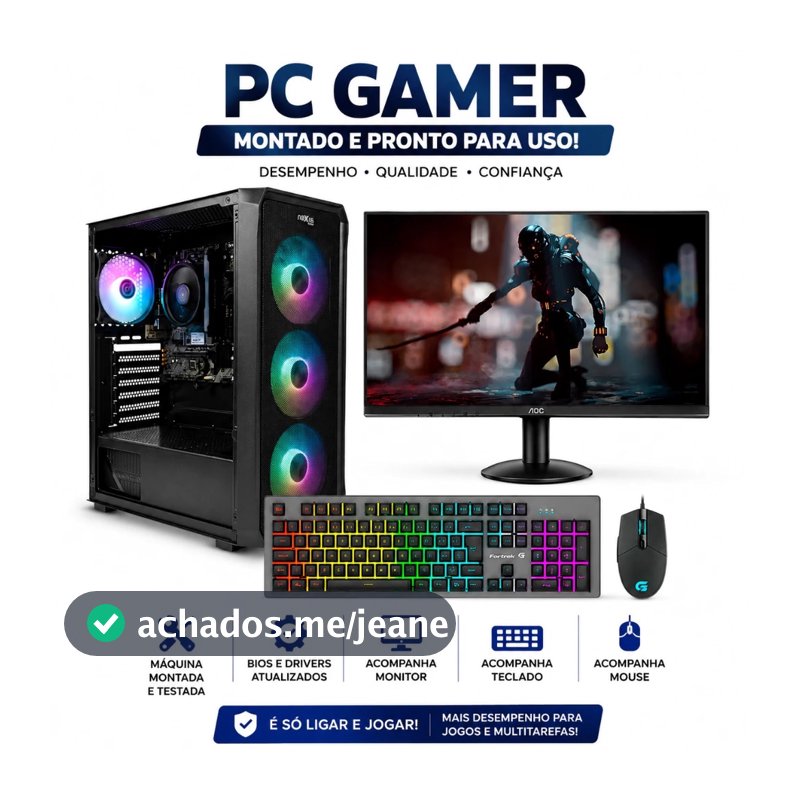 Pc Gamer Completo Ryzen 7 5700G, Memoria Ram 16GB, SSD 1TB, Monitor Gamer 23,8 100hz, Teclado Mouse GAMER