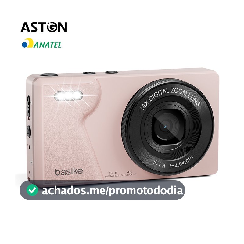 Astgn X Basike Câmera Digital 64MP,4K,Display ColoridoCamera Frontal e Traseira,Compacta e Portátil