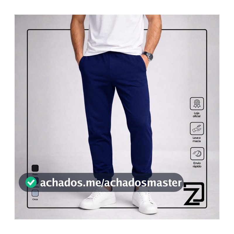 Calça Moletom Masculina Com Punho Jogger