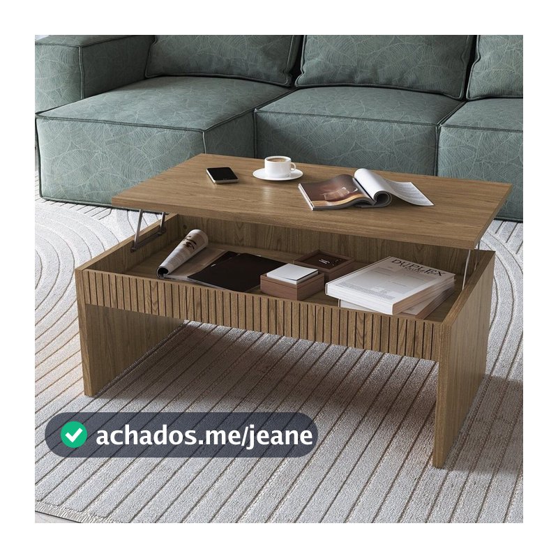 Mesa de Centro Ripada Articulada Brisa Marrom