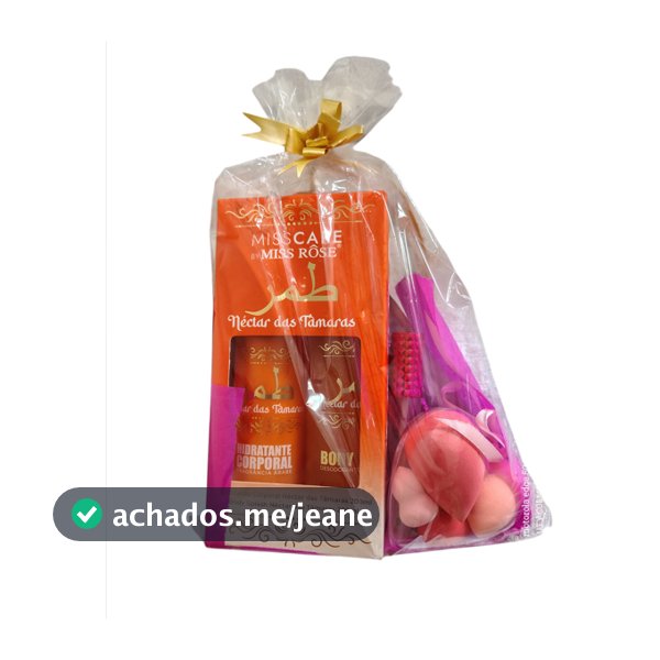 Kit Miss Rose Árabe: Néctar das Tâmaras, Hidratante, Body Splash, Gloss, Pincéis Sereia e Esponja