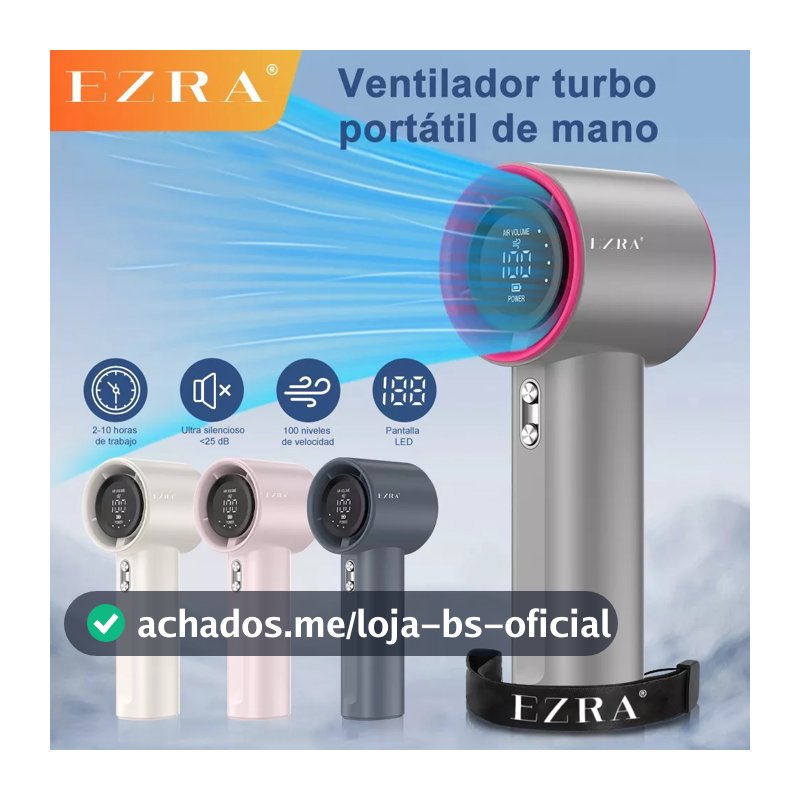 EZRA 3600Mah Mini Ventilador Vento Forte 100 Velocidade do Vento de Engrenagem Display Digital Ventilador Ajustável
