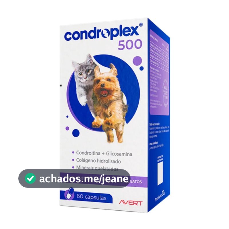 Condroplex 500 Para Cães E Gatos - C/ 60 Cápsulas
