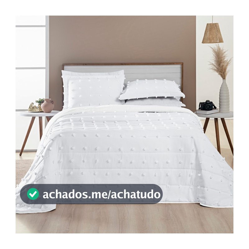 Cobre Leito Solteiro Casal Queen King Pompom 300 Fios Dupla Face 2 e 3 Peças