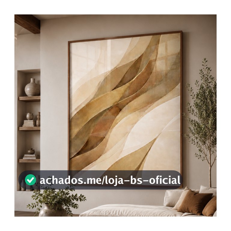 Quadro Decorativo Abstrato Moderno Sala 120X90cm com Vidro e Moldura para Sala de Estar Luxo Premium