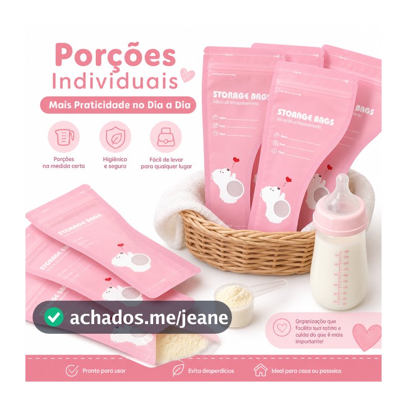 Kit 20/40/80 Saco para Leite em Pó Bebê Descartável Portátil com Vedação para Viagem