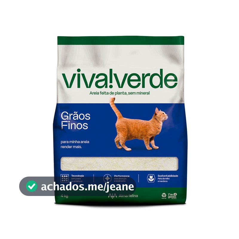 Areia Higiênica Para Gatos Biodegradável Limpeza Plena Viva Verde - 4kg