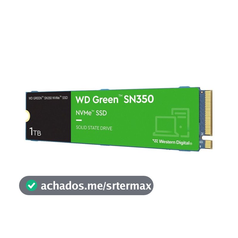 SSD M.2 NVMe 1TB Western Digital WD Green SN350 Velocidade de Leitura/Gravação até 2400/1850MB/s Gen3x4 WDS100T2G0C