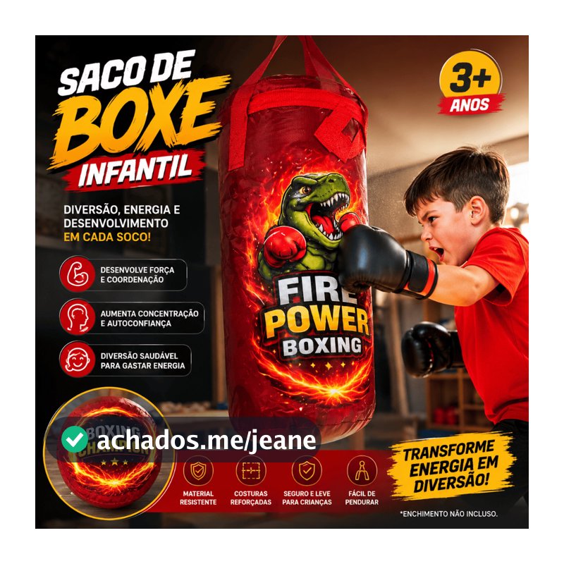 Saco de Pancadas Infantil CHEIO 50cm + Par de Luvas de boxe Infantil - Pequenos Campeões