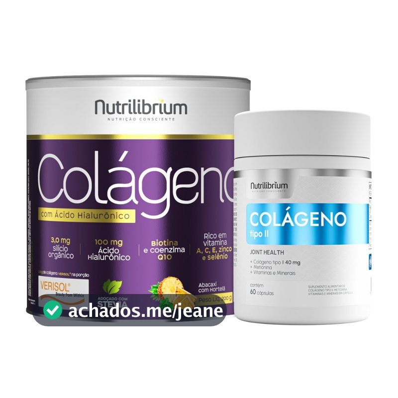 Colágeno Verisol Ácido Hialurônico 200g + Colágeno Tipo 2 Premium Nutrilibrium