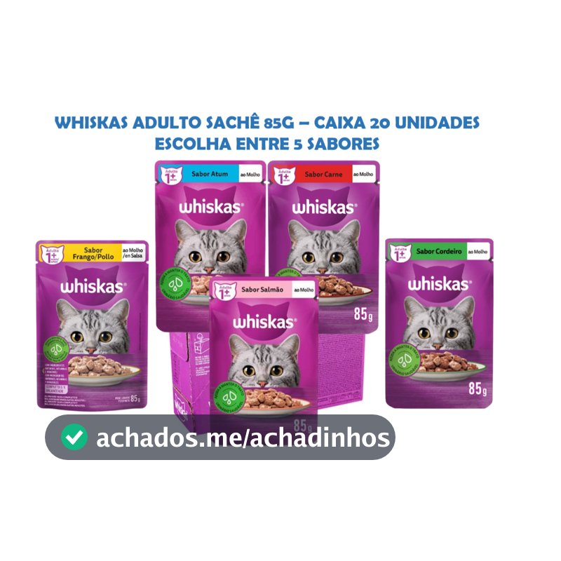 Ração Úmida Whiskas Gatos Adultos Sachê Ao Molho 85g - Caixa Com 20 Unidades - Escolha o Sabor