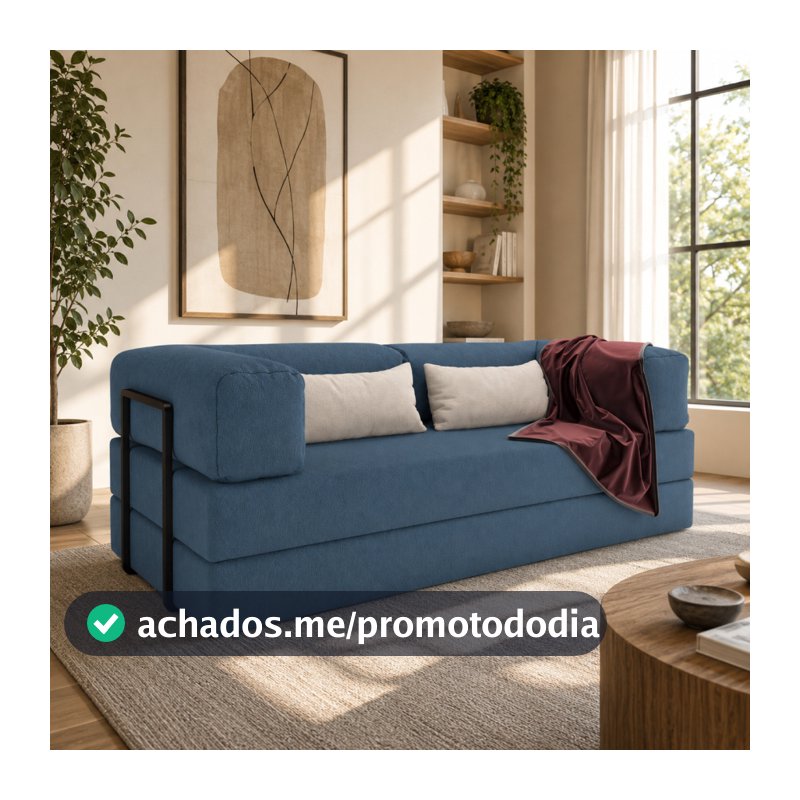 Sofá Cama tamanho casal grande 180cm 100% espuma confortável fácil montagem ideal para sala e quarto