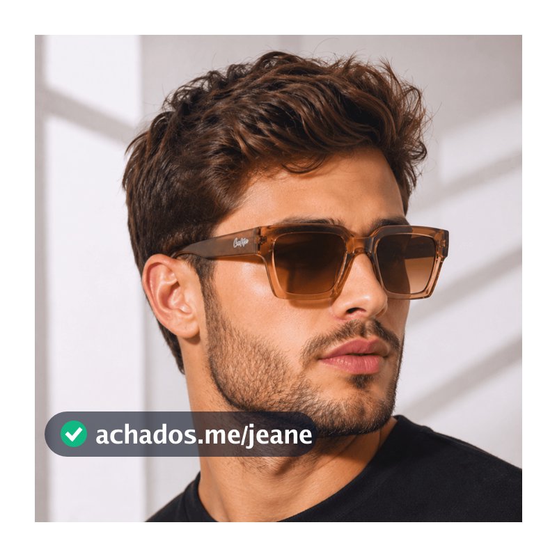 Óculos de Sol Quadrado Masculino Moderno Premium Elegante  Proteção UV400 Marrom