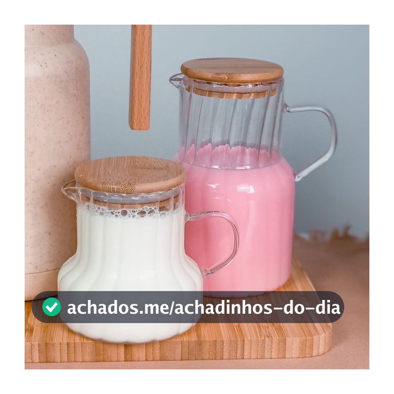 Kit 2 Jarras 500 ml e 1 Litro com Fechamento Hermético VIDRO e Bambu para Mesa Posta