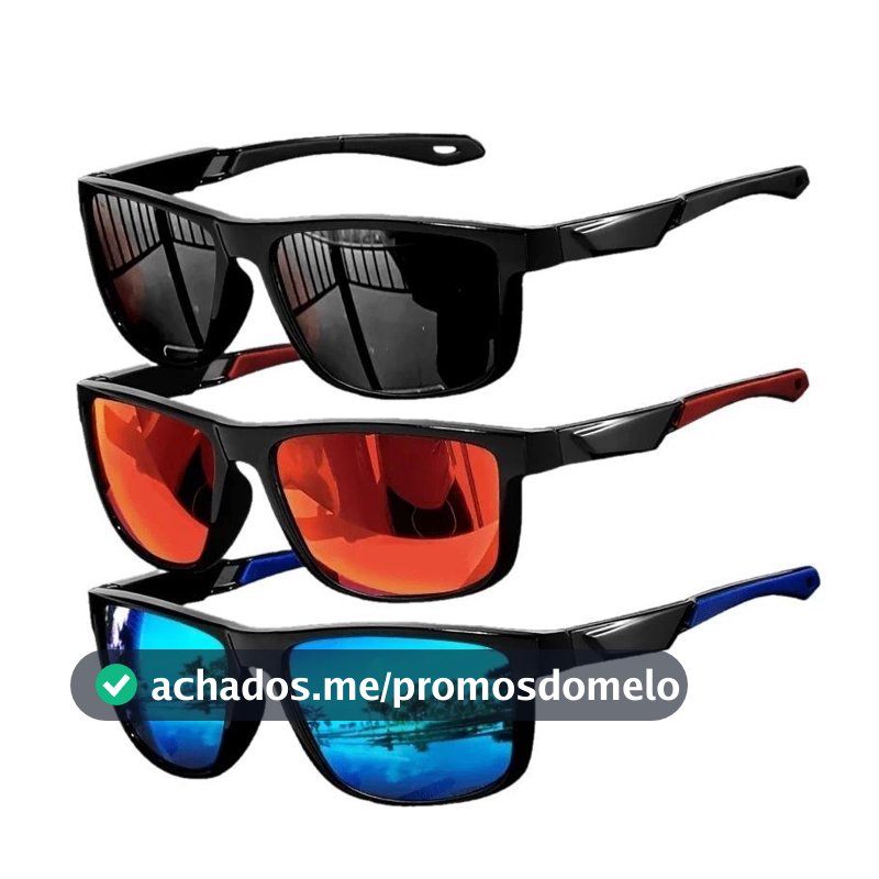 Óculos Polarizados Quadrados Masculinos com Revestimento para Atividades ao Ar Livre, Pesca, Condução, Óculos de Sol Fot