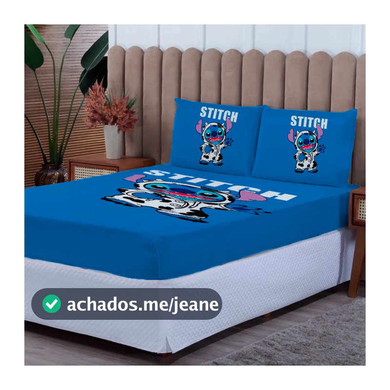 Lençol Casal Stitch 3 peças - Casal Solteiro Queen - kit lençol Lilo Stitch
