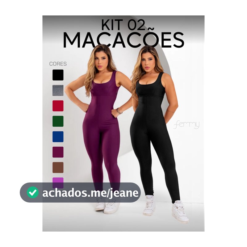 Kit 2 Macacões Longos Zero Transparência Fitness Premium Legg Feminino Academia Treino Bojo Removível Conjunto