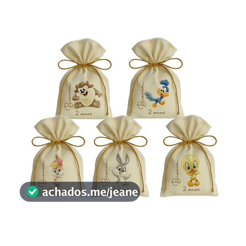Kit 10 Saquinho Personalizados Festa Lembrancinhas Baby Looney Tunes M2