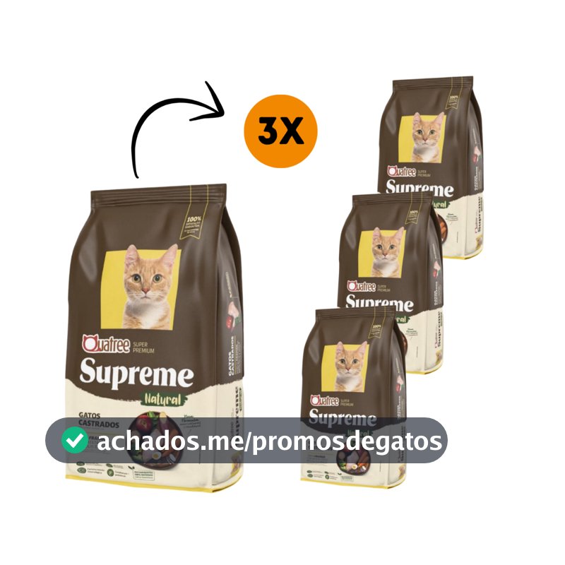 3kg Ração Quatree Gatos Castrados Supreme Frango