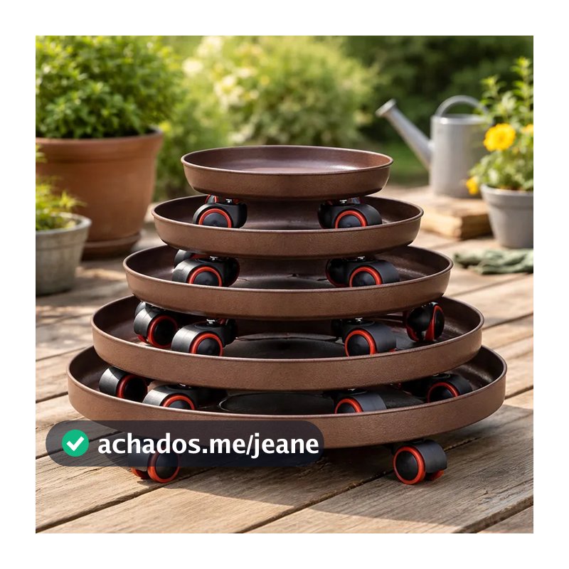 Suporte C/ Rodinhas Prato Para Vasos de Ferro Para  Plantas Decoração De Chão