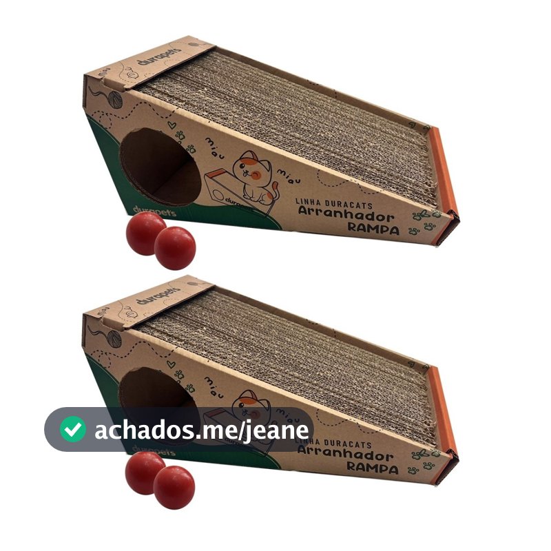 Kit 2 Brinquedo Pet Arranhador Interativo Para Gatos Rampa com 2 Bolinhas Exclusivo