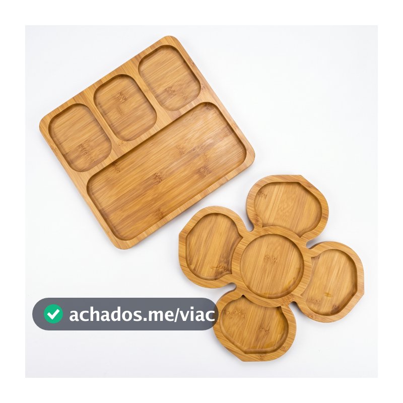 Kit Petisqueira Flor + Petisqueira Quadrada MDF 30x30 Premium Servir Frios Churrasco Petiscos