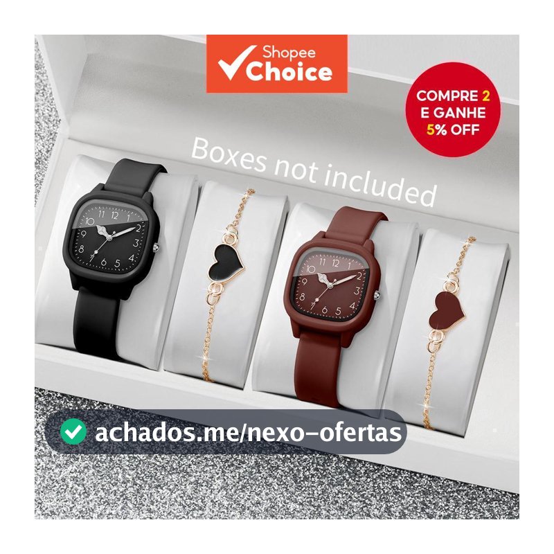 2/4 Pçs Moda Quadrada Relógios Femininos Casual Pulseira De Silicone Relógio De Pulso De Quartzo Com Coração Conjunto Me