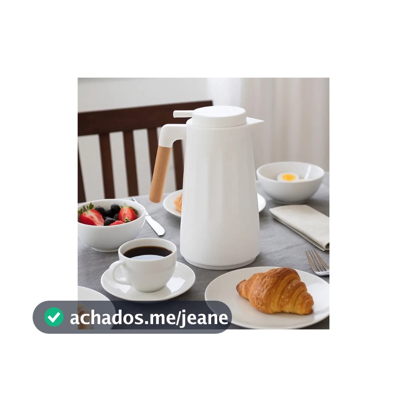 Garrafa Térmica De 1 Litro Café Chá Belakaza Cabo Bambu Cor: Branco