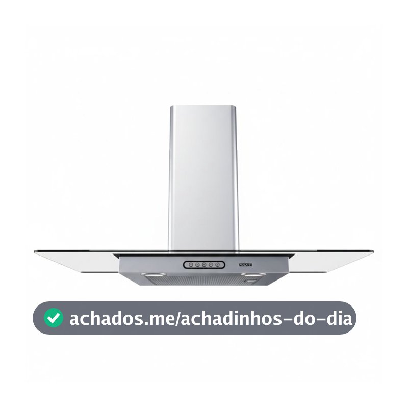 Coifa de Parede 90cm Vidro Reto Duto Slim Fogatti Inox