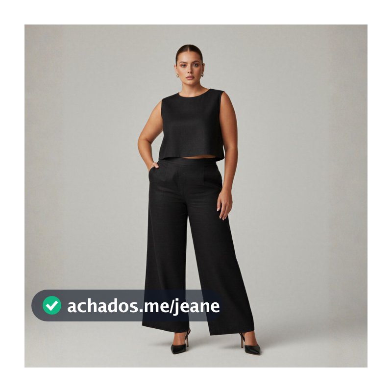 Conjunto Feminino Plus Size em Tecido Linho Premium Calça Pantalona Blusa Regata G1 G2 G3