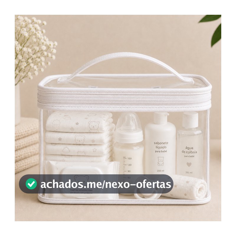 Kit 2 Nécessaire Transparente Organizador Bolsa Mala Saída Maternidade Troca e Fralda bebe