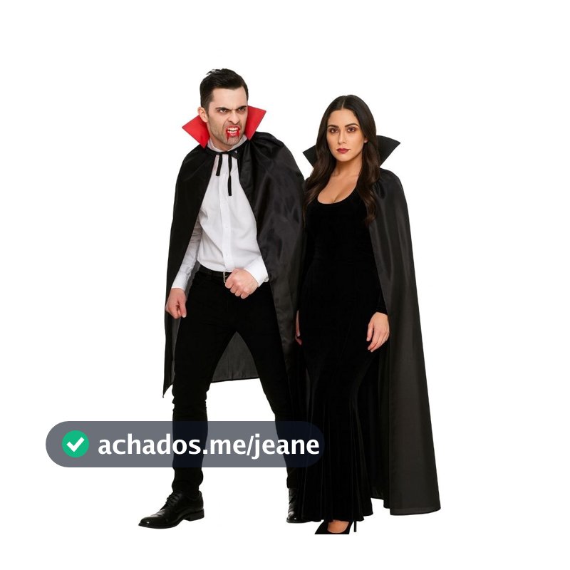 Capa Halloween Vampiro Adulto Longa para Fantasia Festa