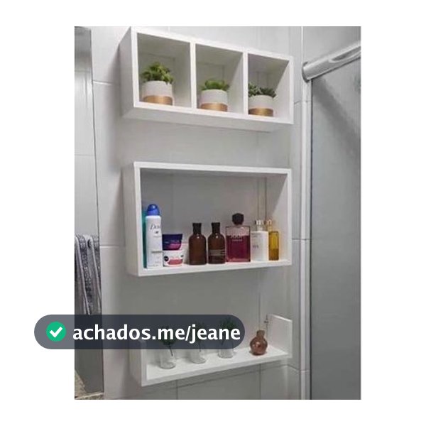 Kit Nicho Prateleira 3 Peças Decorativo Organizador Banheiro Quarto Sala Mdf Cru e Branco