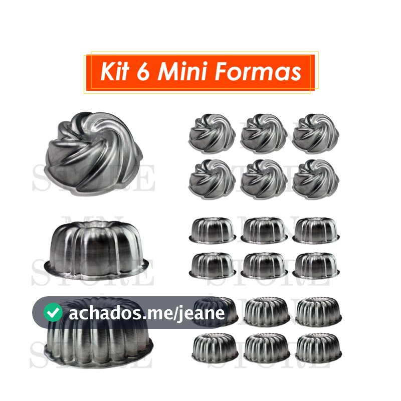 Kit 6 Forma Mini Bolo Vulcao Decorada 9x4 Gomada