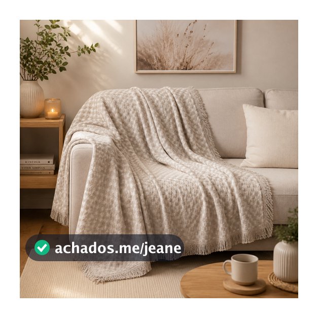 Manta Artesanal Para Sofá ou Cama 100% Algodão 2,10 X 2,40 Gigante Grossa Safira