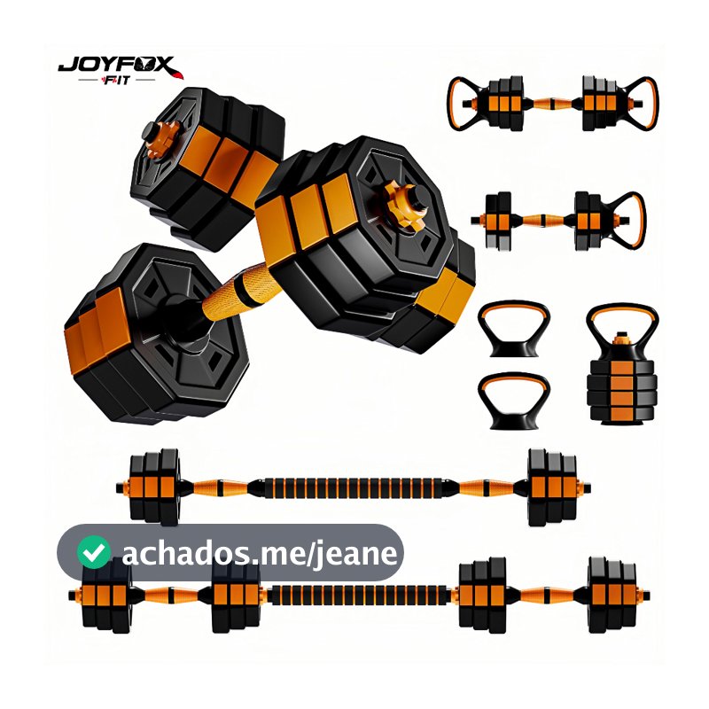 Halteres Musculação Kit 6 Em 1 Regulável 30kg Joyfox Barra Extensora Anilhas E Kettlebell Equipamento De Academia