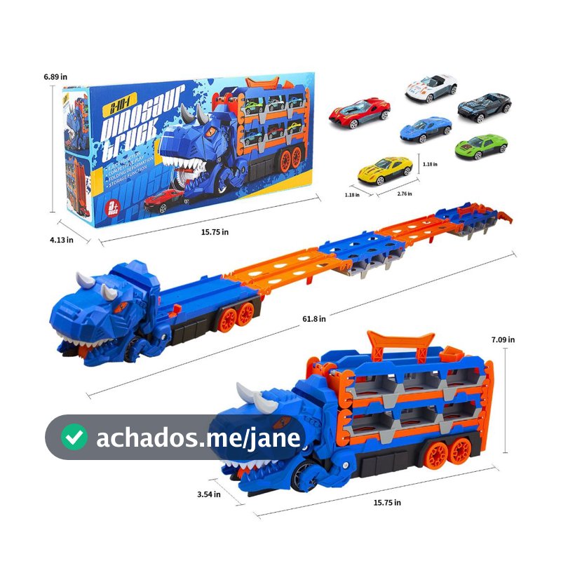 Caminhão Dinossauro Engolidor de Carrinhos - Com Kit de 6 e 4 Carrinhos