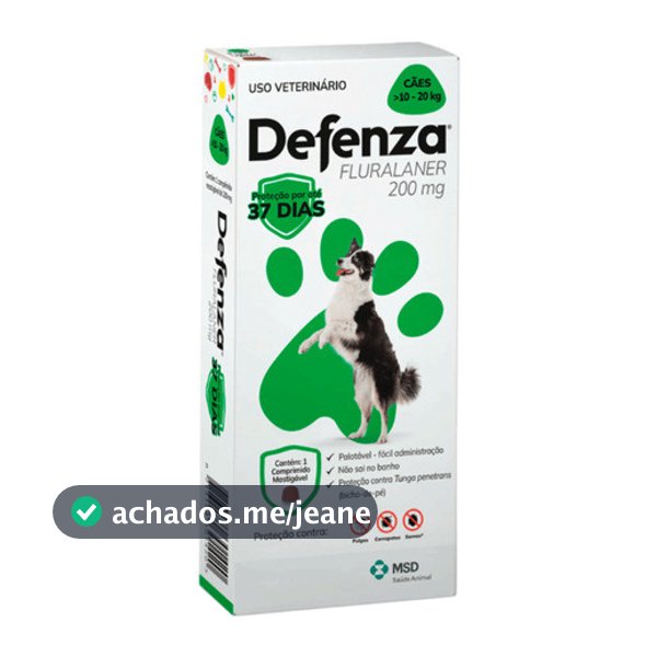 Defenza Antipulgas E Carrapatos Msd Cães 10 A 20 Kg Cor Verde